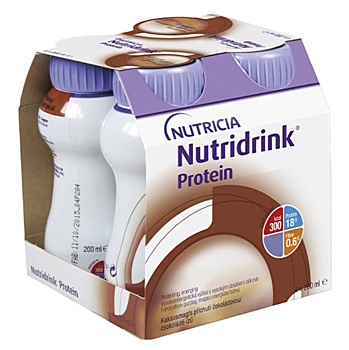 NUTRIDRINK Protein s čokoládovou príchuťou 4 x 200 ml (Výživa v chorobe a pre seniorov)