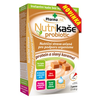 PHARMALINE Nutrikaše probiotic proteín a slaný karamel 3 x 60 g (Bezlepkové kaše) - Instantné, Lyofilizované, Prírodné