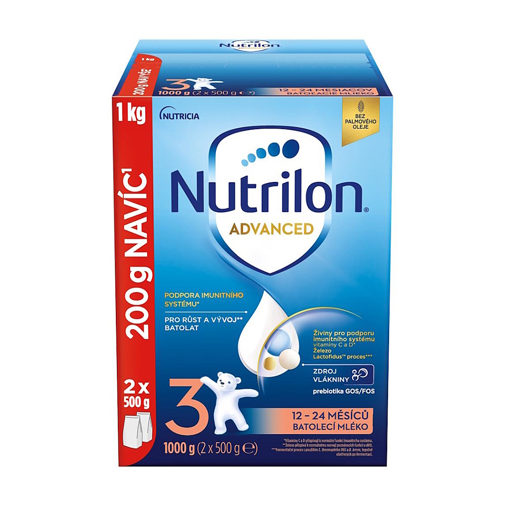 NUTRILON 3 Advanced Batoľacie mlieko od ukončeného 12. mesiaca 1000 g
