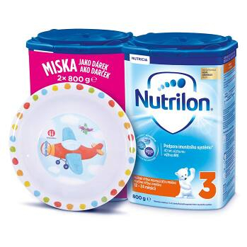 NUTRILON 3 Pokračovacie mlieko 2 x 800 g + Petite&Mars miska