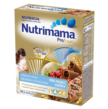NUTRIMAMA Cereálne tyčinky s brusnicami a čokoládou 200 g od 0M