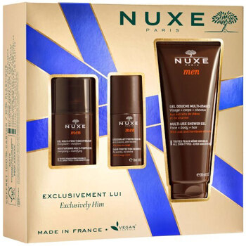 NUXE Exclusively Him Sprchový gél 200 ml + pleťový gél 50 ml + roll-on 50 ml Darčekové balenie