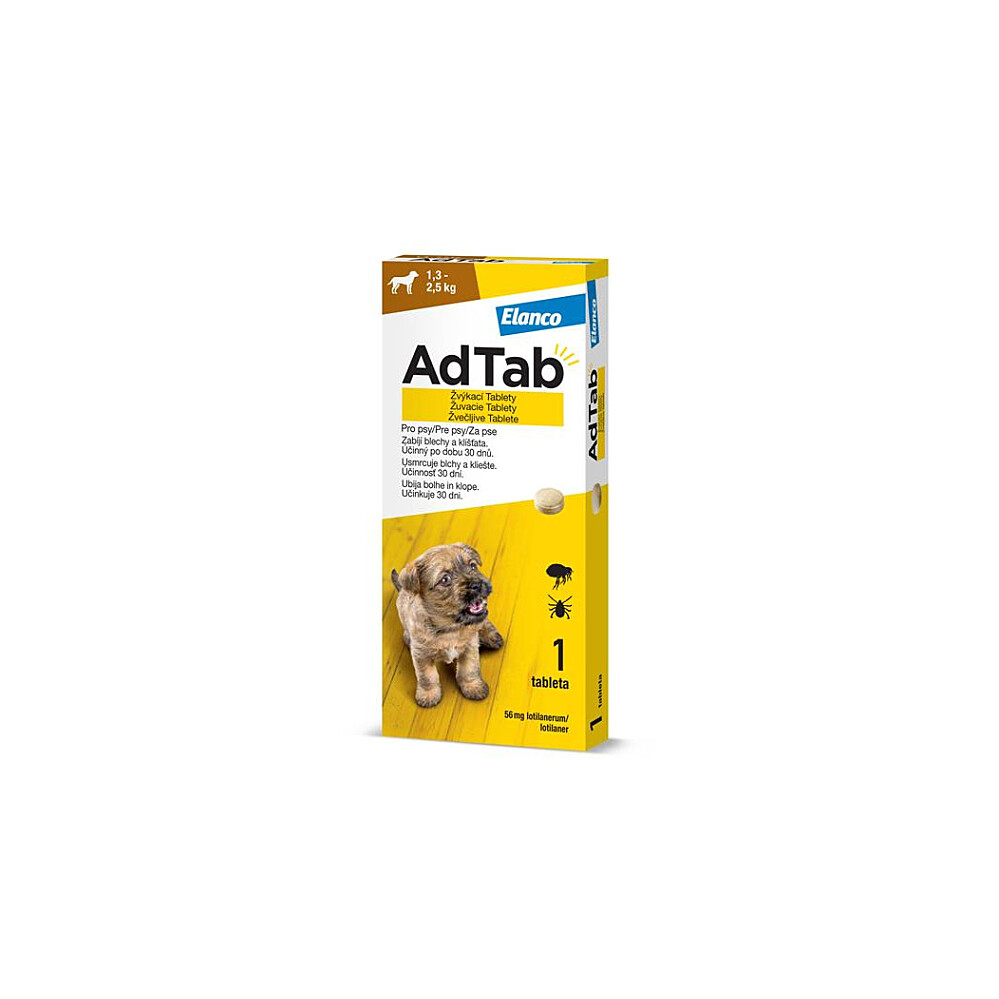 ADTAB 56 mg žuvacia tableta pre psov od 1,3–2,5 kg 1 kus