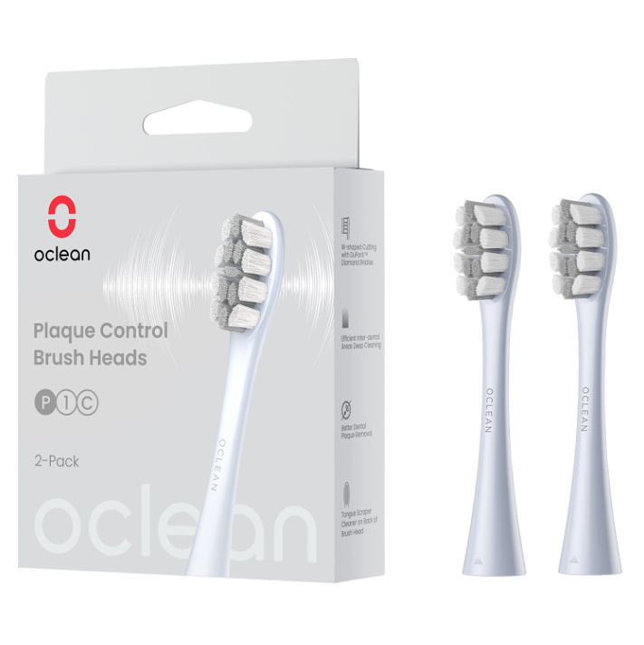 OCLEAN Plaque Control Medium Náhradné hlavice P1C9-X Strieborné 2 kusy