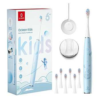 OCLEAN Sada kids modrá 6ks hlavíc a držiak na stenu navyše (Elektrické zubné kefky pre deti) - Časovač, Viac režimov čistenia