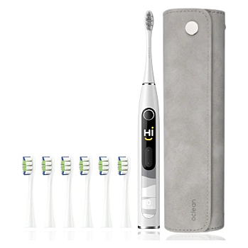 OCLEAN Sada sonická kefka X10 sivá 6x hlavica a puzdro (Sonické zubné kefky) - Časovač, Viac režimov čistenia