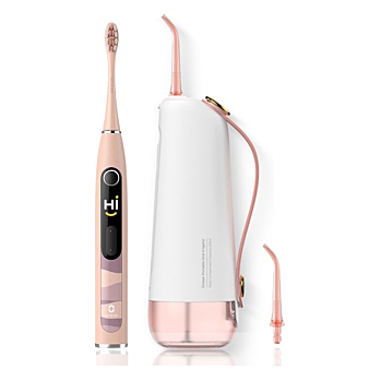 OCLEAN Sada ružová sonická kefka X10 a ústna sprcha W10 (Sonické zubné kefky) - Časovač, Viac režimov čistenia