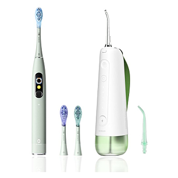OCLEAN Sada zelená sonická kefka X Ultra a ústna sprcha W10 (Sonické zubné kefky) - Časovač, Viac režimov čistenia