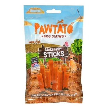BENEVO Odmena pre psov pawtato sticks blueberry 120 g (Tréningové maškrty pre psov)