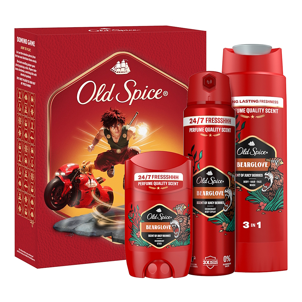 OLD SPICE Bearglove Darčeková sada s hrou Domino 3 kusy