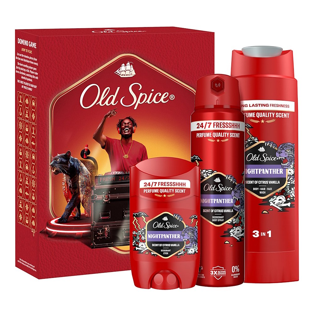 OLD SPICE NightPanther Xmas Darčeková sada s hrou Domino 3 kusy