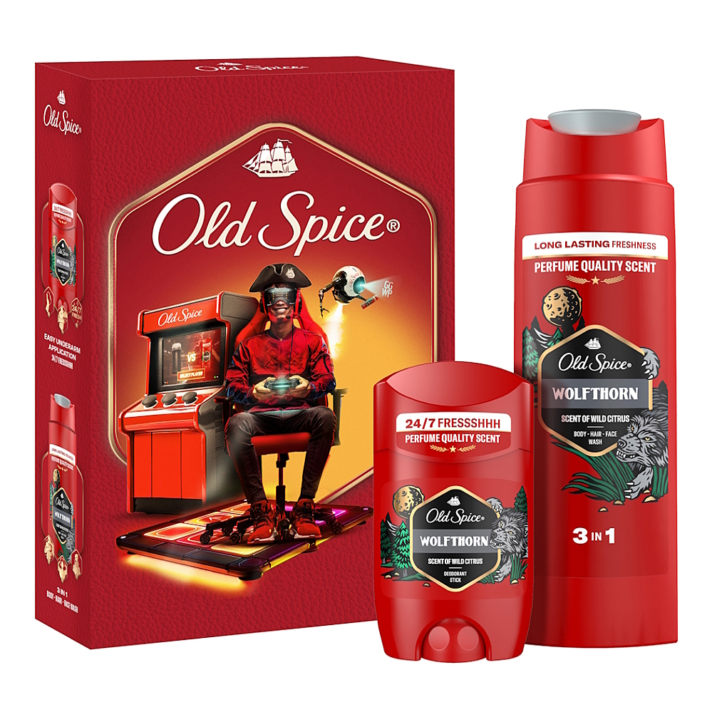 OLD SPICE Gamer pre mužov - darčeková sada s dezodorantom v sticku a sprchovým gélom Wolfthorn s tropickou vôňou citrusov kúpite na Mojalekaren.sk