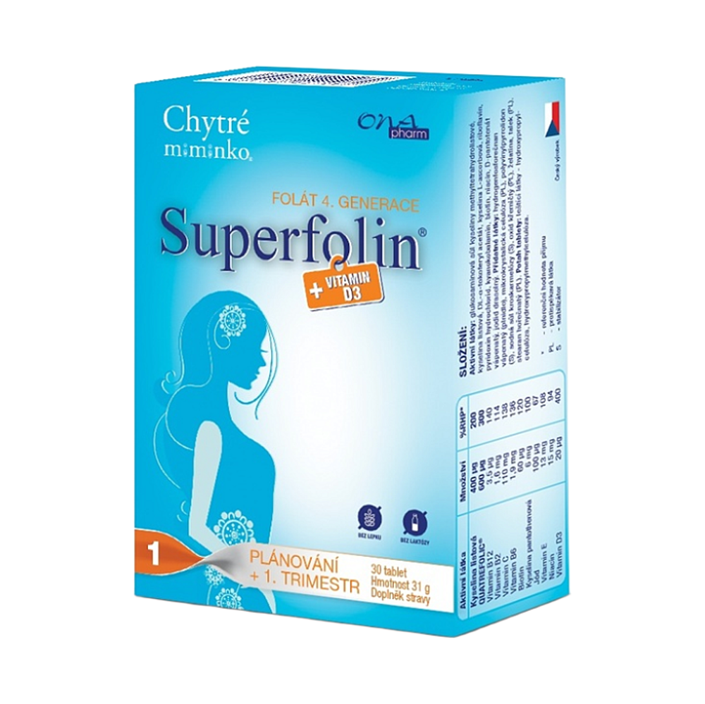 ONAPHARM Inteligentné bábätko 1 superfolin + vitamín D3 30 kapsúl