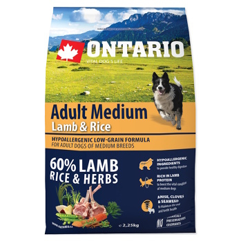 ONTARIO Adult Medium Lamb & Rice granule pre psov 1 ks