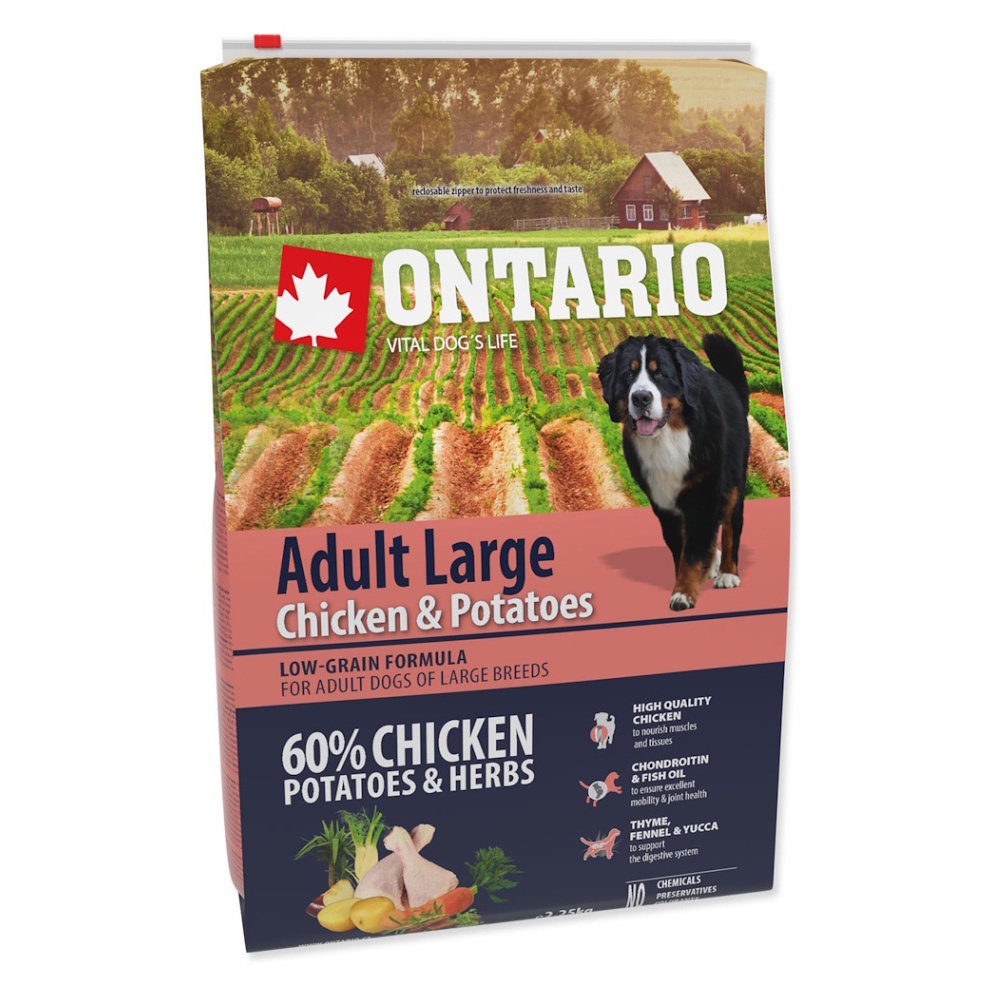 ONTARIO Dog Adult Large Chicken & Potatoes granule pre psov 2,25 kg