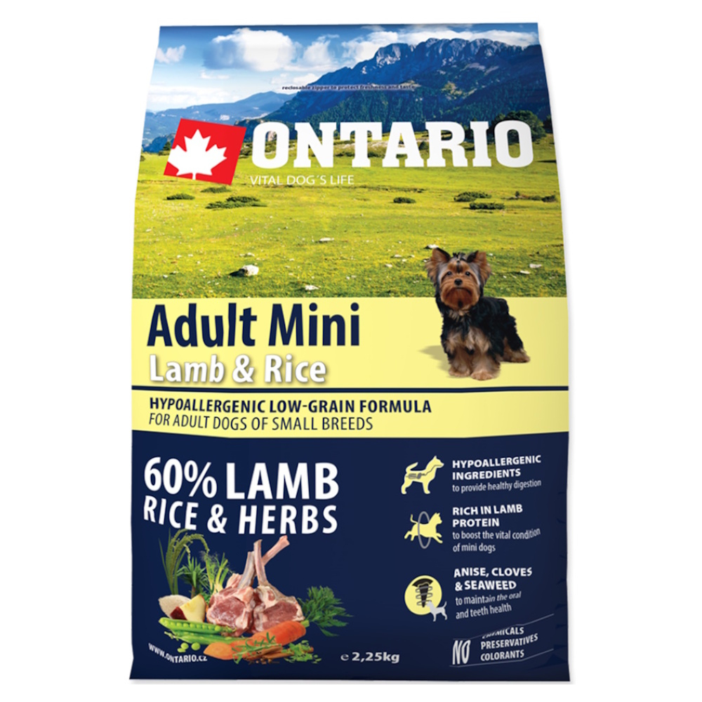 ONTARIO Adult Mini Lamb & Rice granule pre psov 1 ks, Hmotnosť balenia (g): 6,5 kg