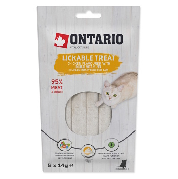 ONTARIO Lízacia pochúťka kura + multivitamín 5x14 g (Maškrty pre mačky)