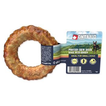 ONTARIO Žuvací bagel Proteín kura 8,9 cm (Dentálne maškrty pre psov)