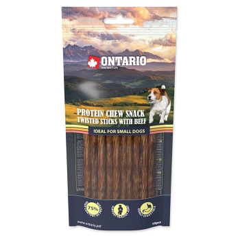 ONTARIO Žuvacia krútená tyčinka Proteín hovädzí 12,7 cm 10 kusov (Dentálne maškrty pre psov)