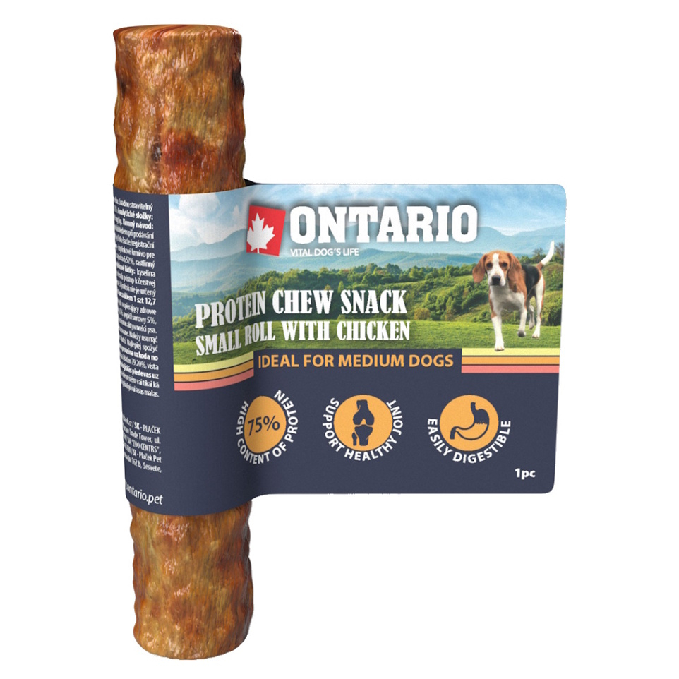 E-shop ONTARIO Žuvacia rolka malá proteín kurča 12,7 cm