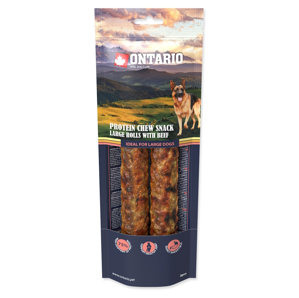 E-shop ONTARIO Žuvacia rolka veľká Proteín hovädzí 25,4 cm 2 kusy