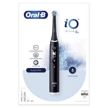 ORAL-B Series iO 6 black onyx elektrická zubná kefka (Oscilačné, magnetické zubné kefky) - Tlakový senzor vizuálny, Viac režimov čistenia