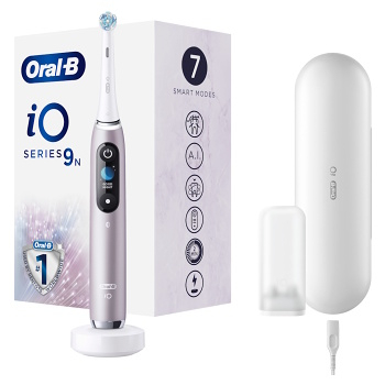 ORAL-B Series iO 9N rose elektrická zubná kefka (Oscilačné, magnetické zubné kefky) - Časovač, Tlakový senzor vizuálny, Viac režimov čistenia, Bluetooth, Indikátor napájania