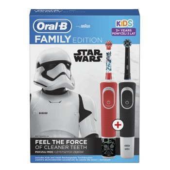 ORAL-B Family Pack Vitality D100 Cross Action Black + Vitality Kids D100 Star Wars rodinné balenie zubných kefiek