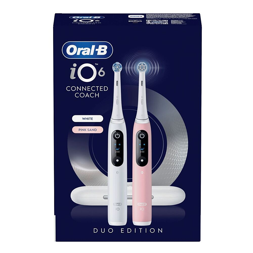 ORAL-B iO6 Series Duo Pack White / Pink Sand Extra Handle elektrická zubná kefka kúpite na Mojalekaren.sk