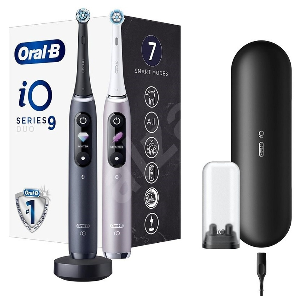 ORAL-B iO9 Series Duo Pack Black/Rose Extra Handle elektrická zubná kefka.
