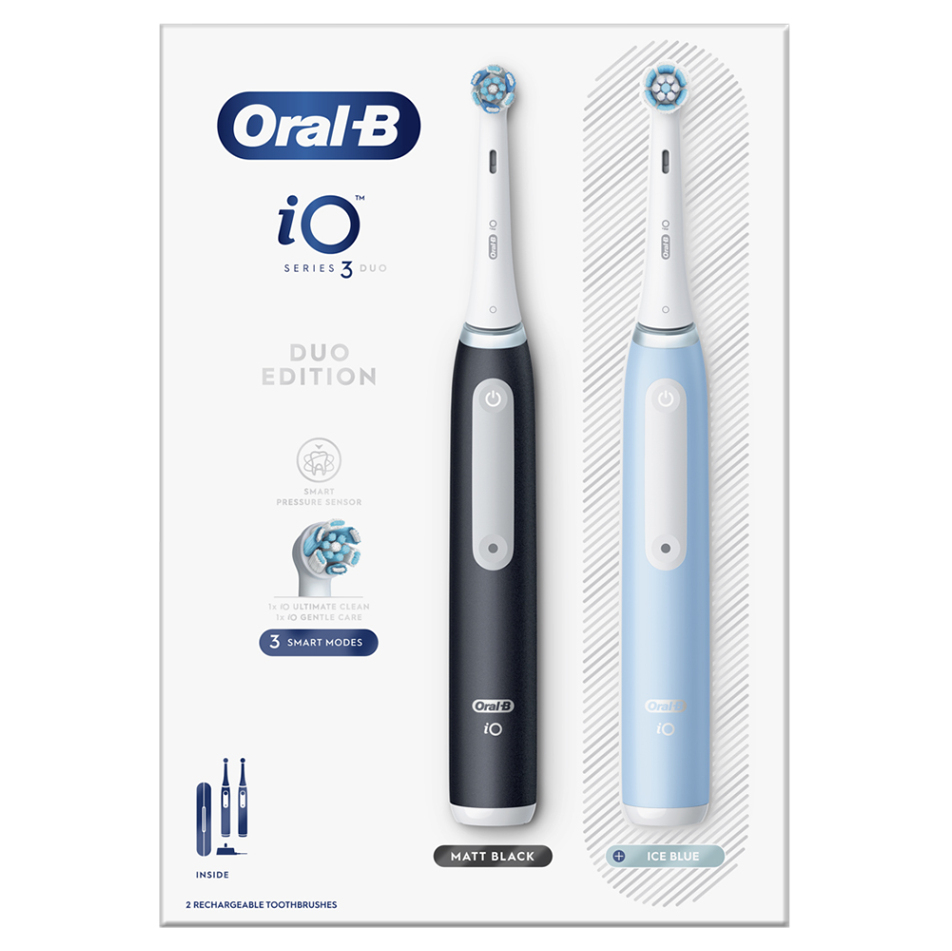 ORAL-B Series iO 3 duo black iceblue elektrické zubné kefky 2 kusy