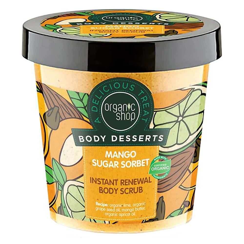 ORGANIC SHOP Body Desserts Antioxidačný telový peeling Mangový cukrový sorbet 450 ml
