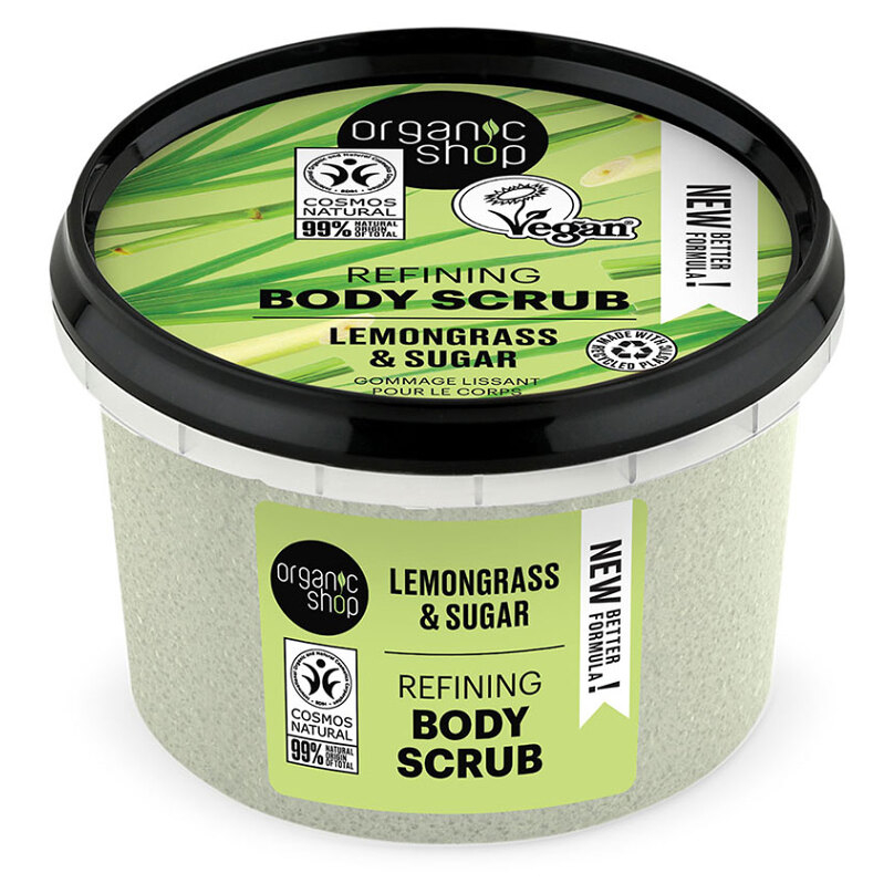 ORGANIC SHOP Zjemňujúci telový peeling Citrónová tráva a cukor 250 ml
