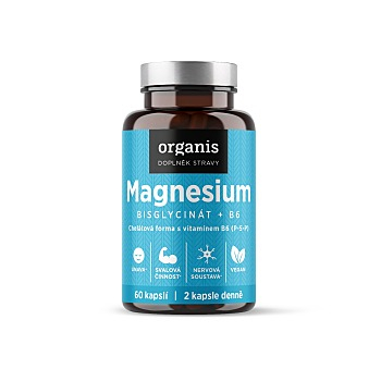 ORGANIS Magnesium bisglycinát + B6 60 kapsúl (Na energi, pri únave) - Viaczložkové