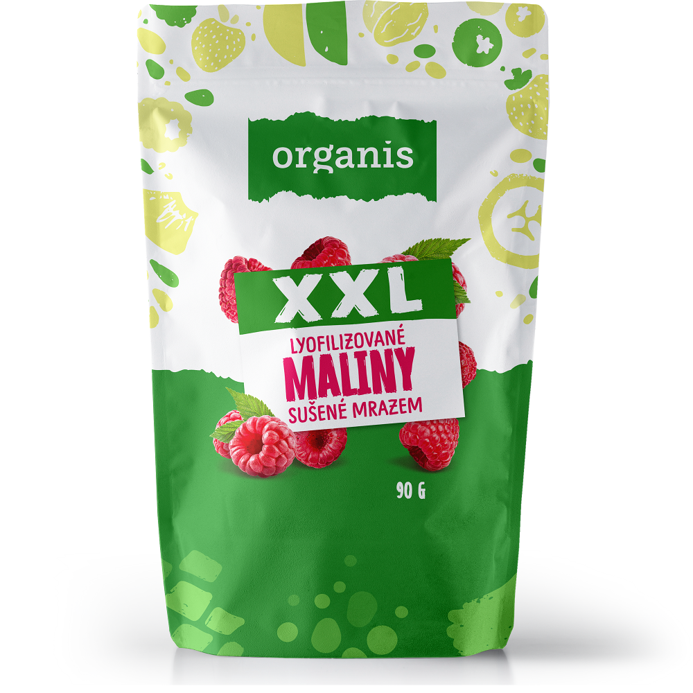 Organis Lyofilizované maliny XXL sušené ovocie 90 g