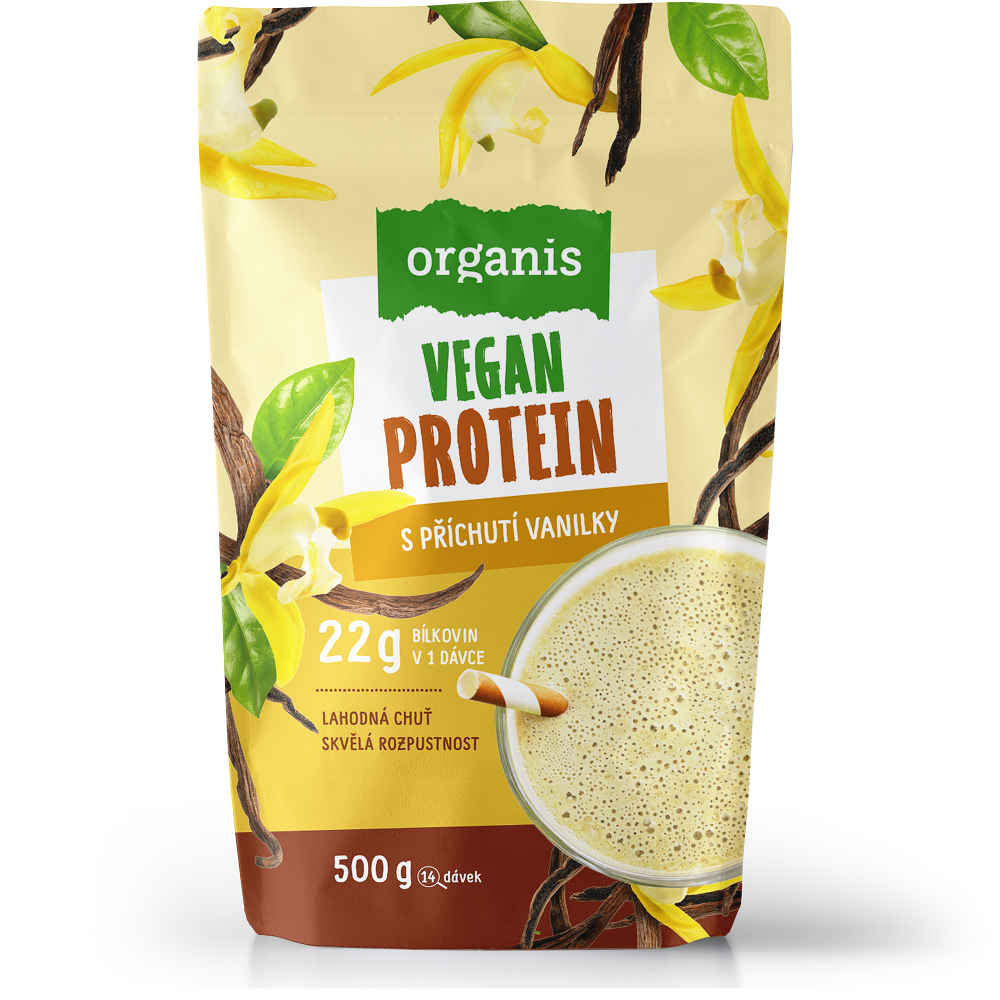 Organis Vegan protein vegánsky proteín príchuť Vanilla 500 g