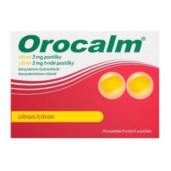OROCALM Citrón 3 mg 20 tvrdých pastiliek (Na bolesť v krku) - Jednozložkové