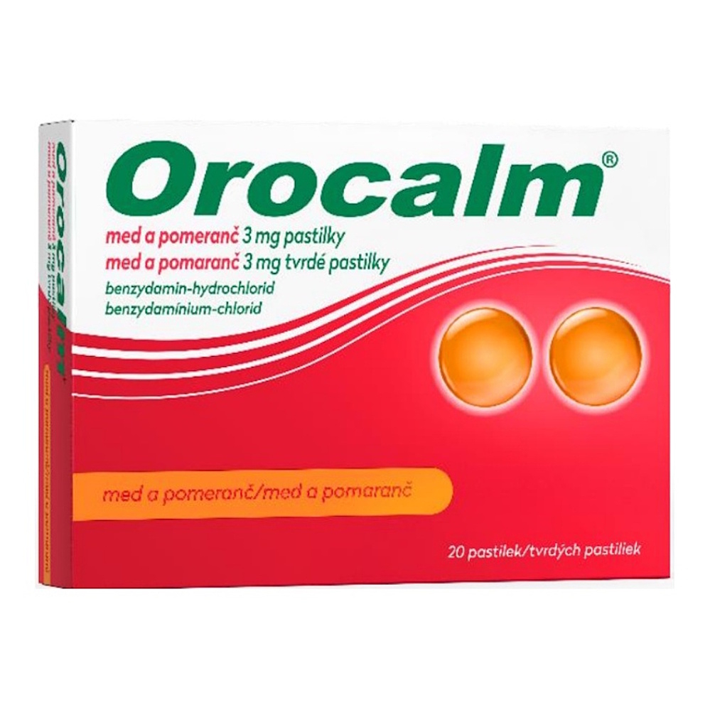 E-shop OROCALM Med a pomaranč 3 mg 20 tvrdých pastiliek