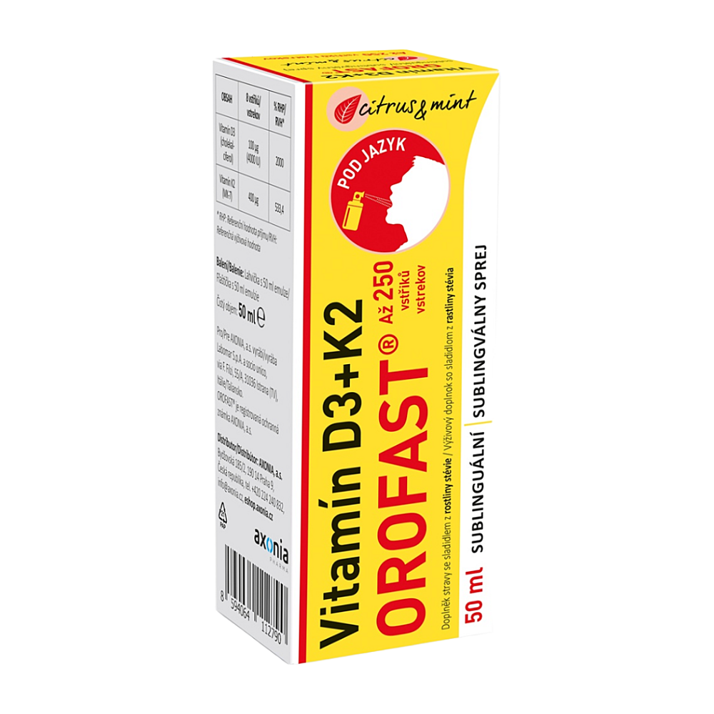 OROFAST Vitamín D3+K2 sublinguálny sprej 50 ml