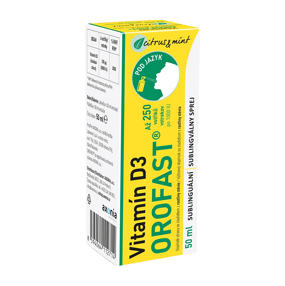 Vitamín D3 OROFAST sublingválny sprej 250 dávok 50 ml kúpite na Mojalekaren.sk