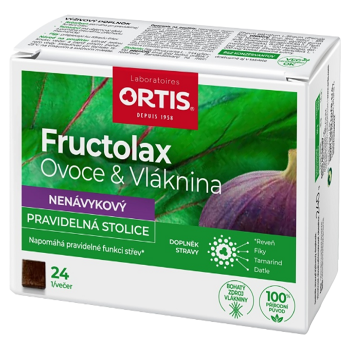 ORTIS Fructolax Ovocie & Vláknina 24 žuvacích kociek (Vláknina, psyllium) - Prírodné