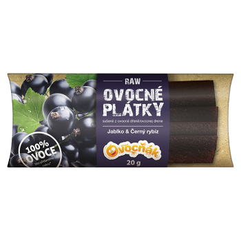 OVOCŇÁK Ovocné plátky jablko a čierne ríbezle 20 g (Ovocné plátky) - Prírodné, Viaczložkové