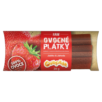 OVOCŇÁK Ovocné plátky jablko a jahoda 20 g (Ovocné plátky) - Prírodné, Viaczložkové