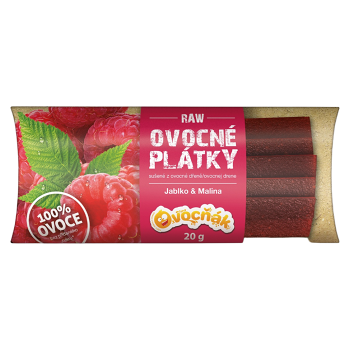 OVOCŇÁK Ovocné plátky jablko a malina 20 g (Tyčinky) - Prírodné, Viaczložkové