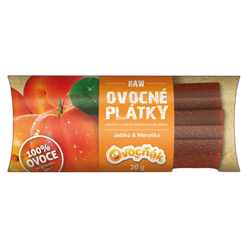 OVOCŇÁK Ovocné plátky jablko a marhuľa 20 g (Ovocné plátky) - Prírodné, Viaczložkové