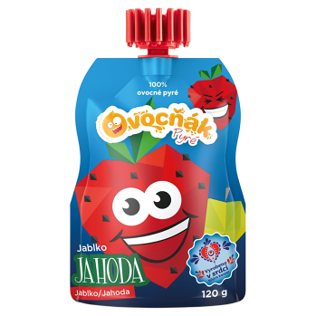 OVOCŇÁK Pyré jablko a jahoda 120 g (Ovocné príkrmy)