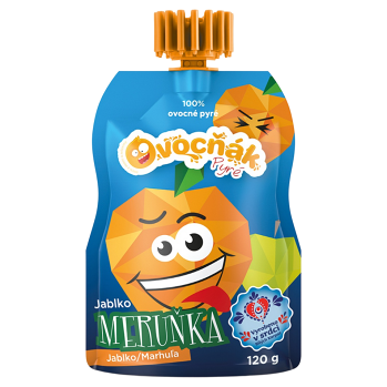 OVOCŇÁK Pyré jablko a marhuľa 120 g (Ovocné príkrmy)