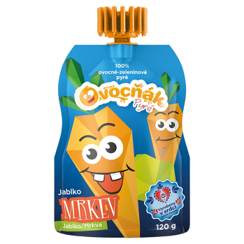 OVOCŇÁK Pyré jablko a mrkva 120 g (Ovocné príkrmy)