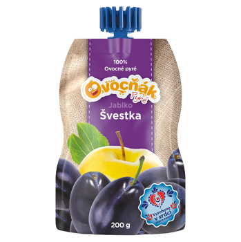 OVOCŇÁK Pyré jablko a slivka 200 g (Ovocné príkrmy)