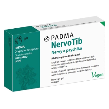 PADMA NervoTib Nervová sústava s horčíkom 40 kapsúl (Na energi, pri únave) - Viaczložkové